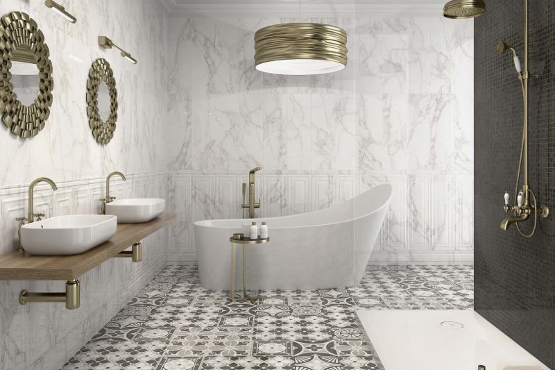 کاشی گل یخ سفید؛ ساده لعاب دار براق مقاوم استاندارد