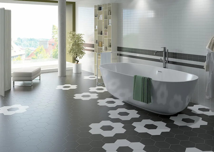 کاشی درجه 2 ایرانی؛ مربع مثلث چند ضلعی کاربرد (حمام حیاط)