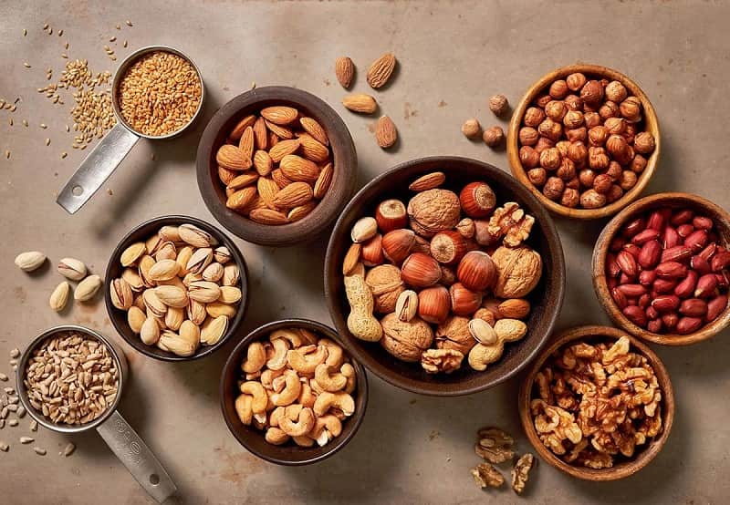 خشکبار طبیعت؛ پسته بادام تخمه کدو پیشگیری سرطان کربوهیدرات منزنیم Calcium