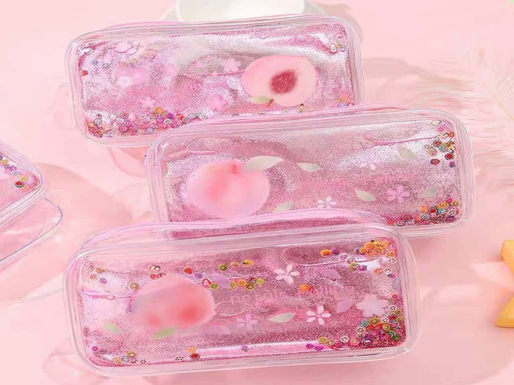 کیف آرایشی ویکتوریا؛ مشکی قرمز جنس چرم 2 سایز کوچک بزرگ