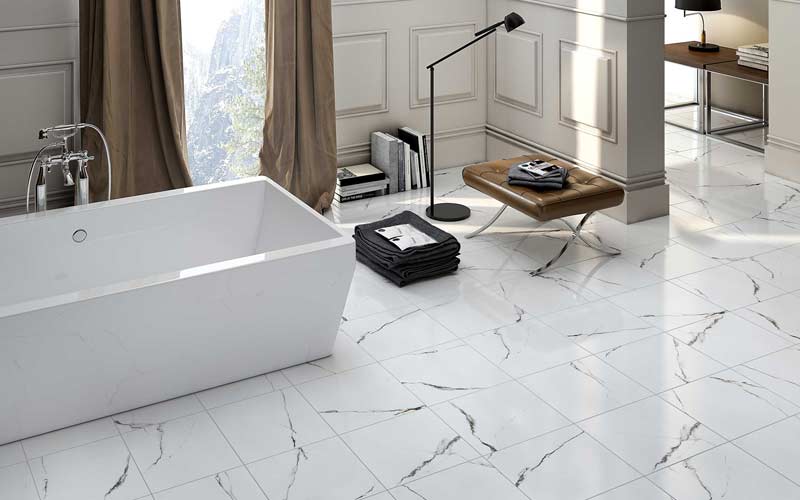 کاشی طرح کلکته؛ سفید شفاف مقاوم مناسب کف آشپزخانه WC