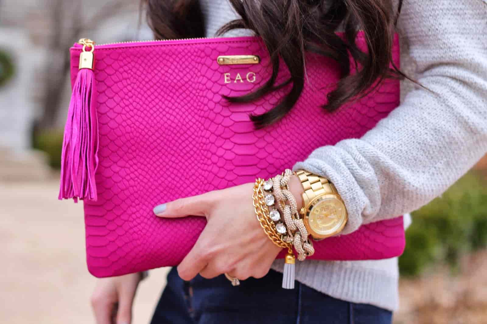 كيف آرایشی hilfiger؛ کتان برزنتی چرم کاربردی جادار شیک luxury