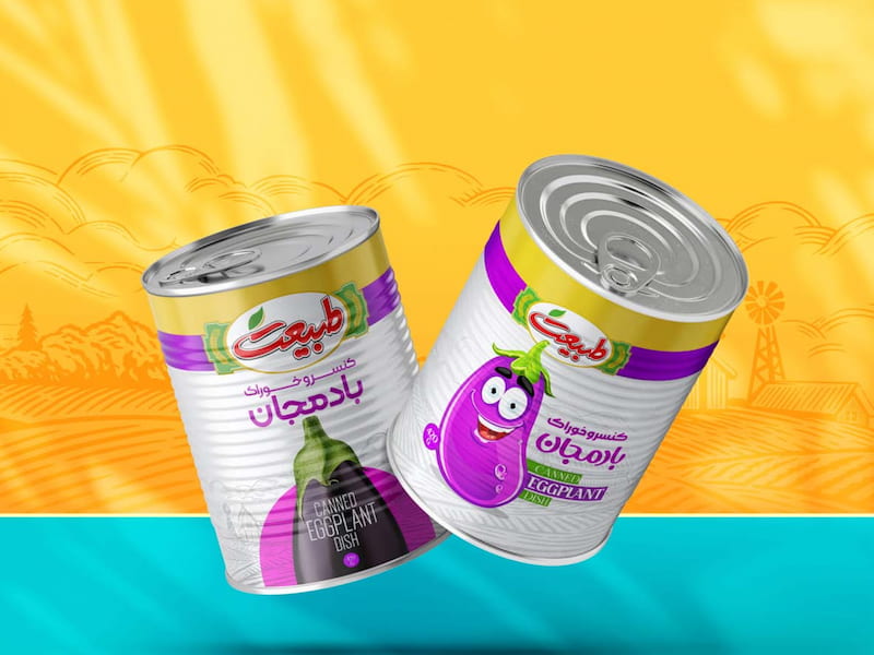کنسرو بادمجان طبیعت؛ قوطی (فلزی) حاوی ویتامین پتاسیم Tabiat