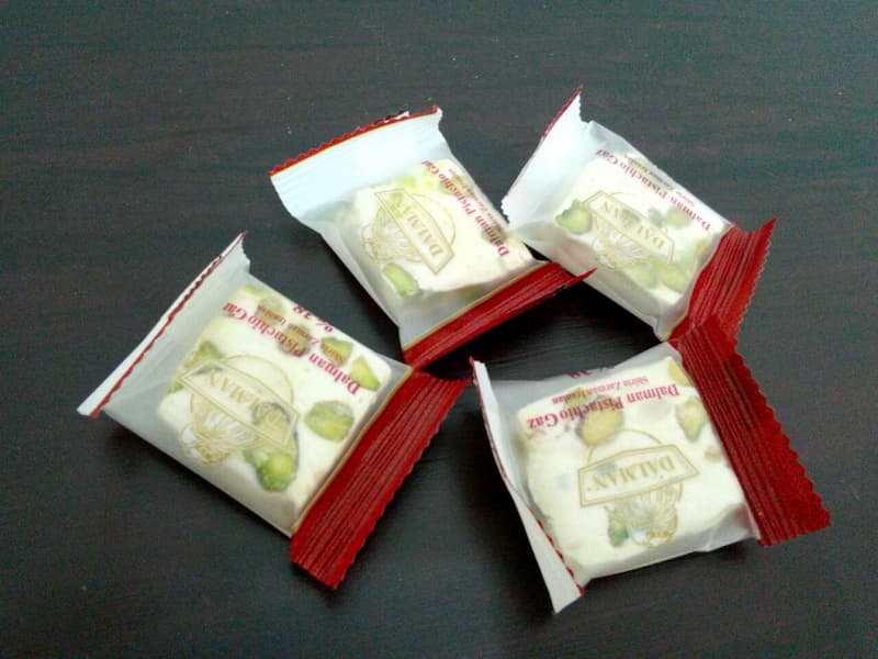 گز بسته بندی؛ زعفرانی نارگیلی (100 250 400) گرمی درمان یرقان یبوست