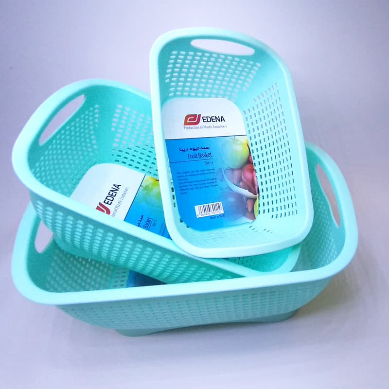 سبد میوه دیبا؛ استیل پلاستیکی 3 رنگ آبی سفید صورتی basket