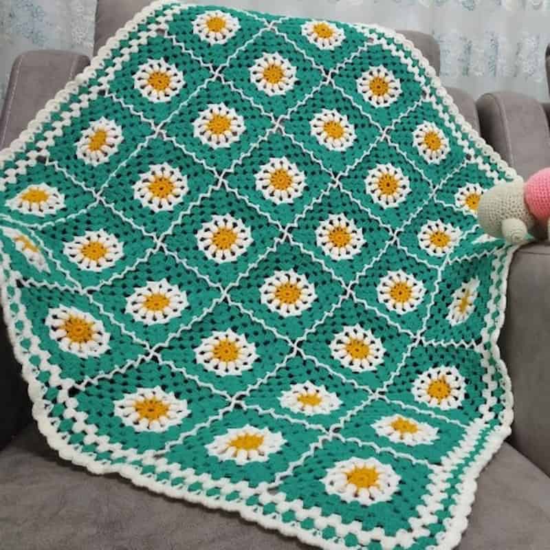 پتو قلاب بافی موتیف؛ مثلثی مربعی جنس 100% پنبه