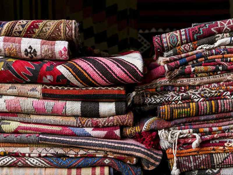 گلیم سنتی ساده؛ قرمز سرمه ای دستی ماشینی خرجین زیرانداز Traditional