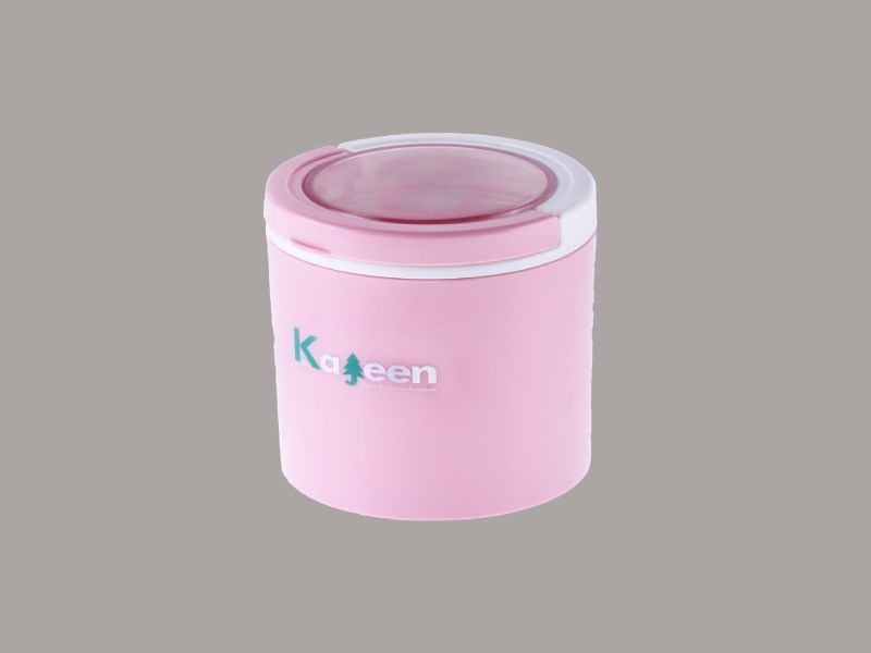 ظروف پلاستیکی کاجین؛ درب دار نسوز نگه داری مواد غذایی 2 رنگ طوسی صورتی