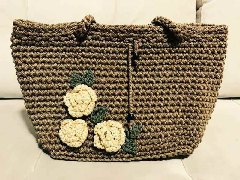 کیف مکرومه بافی مجلسی (صنایع دستی) کاموا مات براق استحکام بالا