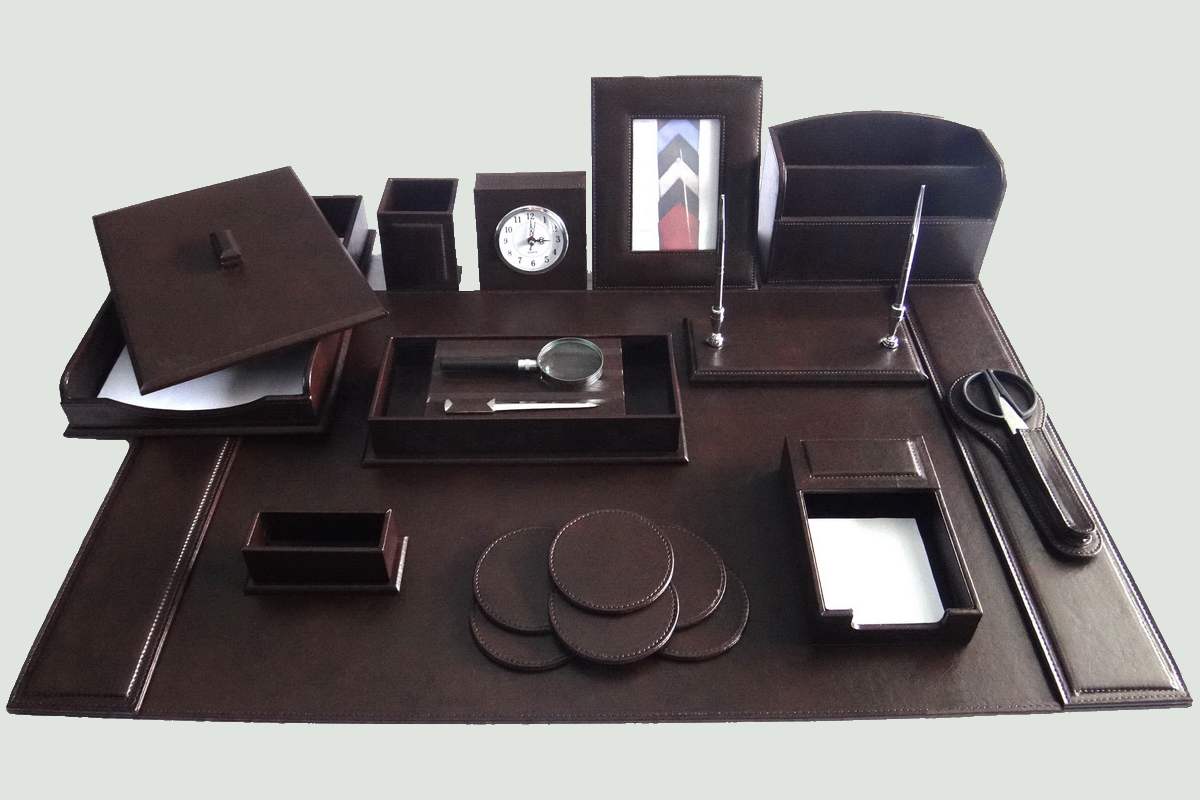 ست رومیزی خاتم کاری؛ قهوه ای مشکی جنس چوبی مناسب میز اداری