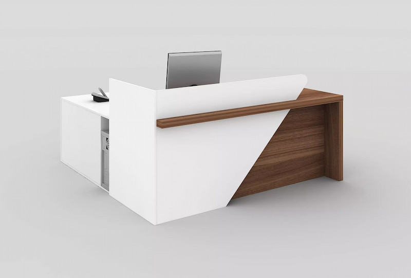 میز اداری ال مانند؛ گردو راش طوسی سفید مشکی قهوه ای 80 کیلوگرم