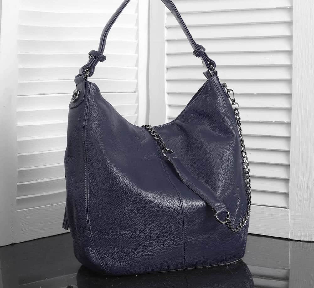 کیف hasel؛ چرم گاوی بزی طبیعی 2 رنگ سورمه ای طوسی