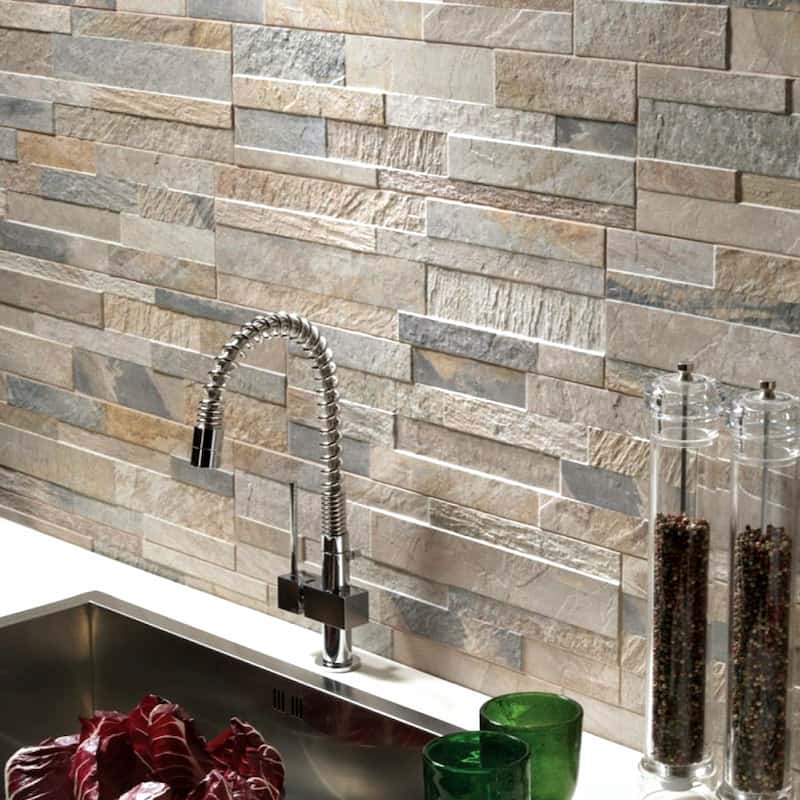 سنگ آنتیک سفید طوسی؛ سه بعدی بین کابینت نما (21*5 30*30) سانتی متر