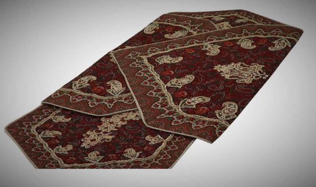 رومیزی ترمه یزد؛ مستطیل گرد مربع 2 طرح قاجار هخامنشی