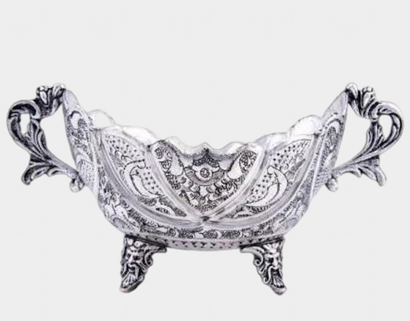 ظروف مسی طرح نقره؛ مقاوم 2 رنگ (زرد نقره ای) املاح معدنی Iron