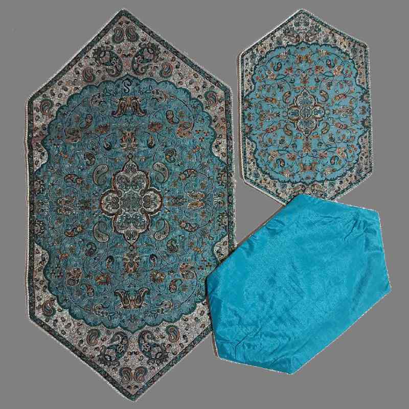 رومیزی ترمه خاتم؛ ترکیب پشم ابریشم اشکال (دایره مربع مستطیل) Yazd