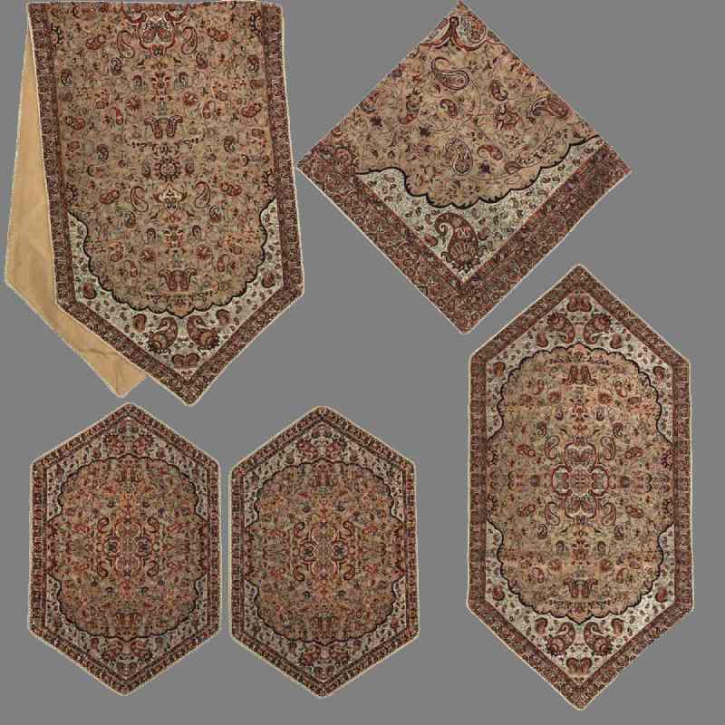 رومیزی ترمه قهوه ای؛ طرحدار ساده 2 جنس ویسکوز پلی استر مقاوم