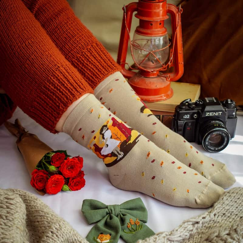 جوراب نیم ساق زنانه؛ نخ سوپر پنبه ریزبافت 2 مدل ساده طرح دار