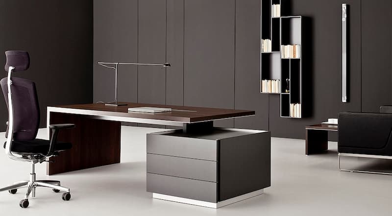 میز مدیریت ام دی اف ساده؛ سفید کرم قهوه ای ضد آب 80*120