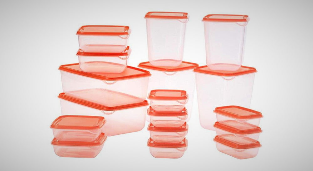 ظروف پلاستیکی ایکیا؛ استوانه ای مربعی 3 مدل قفل دار کریستالی فانتزی