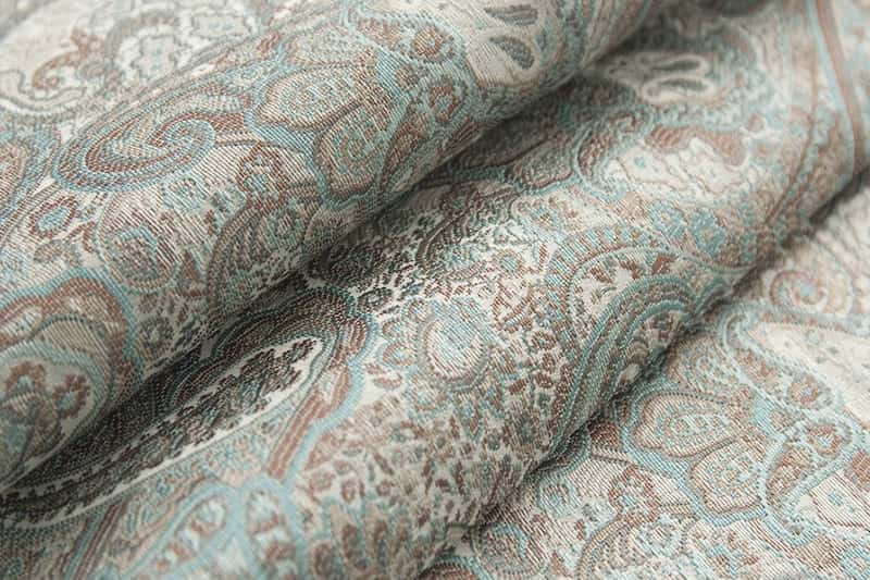 پارچه رومبلی ترمه؛ بته جقه شاخ گوزنی بادامی عرض (1/5 2) متری