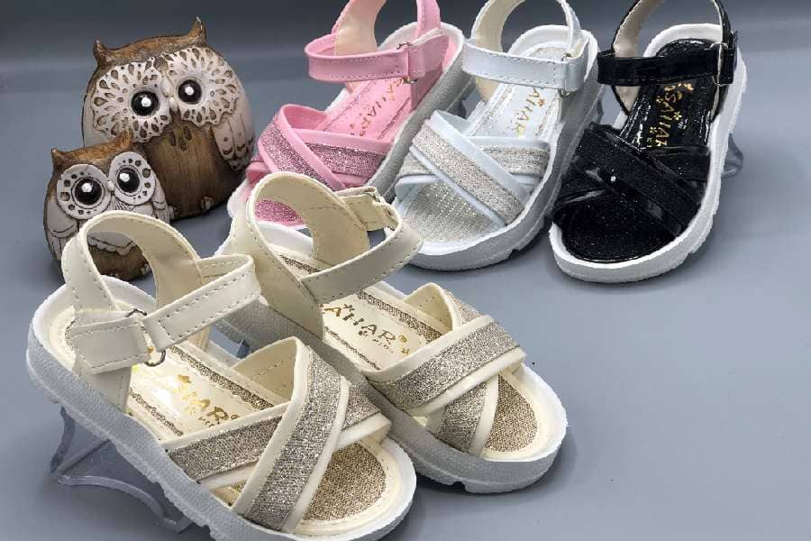 صندل مجلسی کودک؛ زیپی بند دار 3 رنگ صورتی قرمز سفید