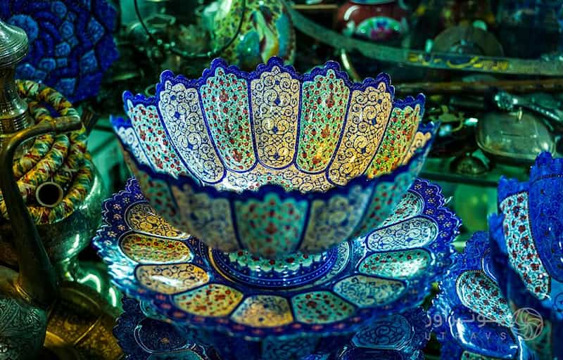 صنایع دستی سفالی ایران؛ خاتم کاری مینا کاری 3 شهر اصفهان یزد تبریز