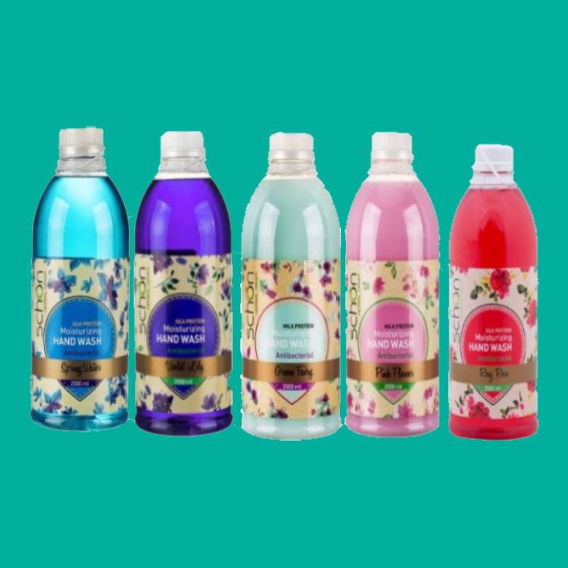 صابون مایع شون؛ شفاف کرمی 2 رایحه همیشه بهار چوب سدر Schon