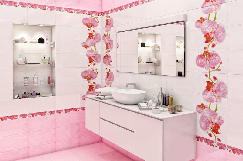 کاشی سرویس بهداشتی طرح گل؛ ضد لک ضربه عمر طولانی Flower design