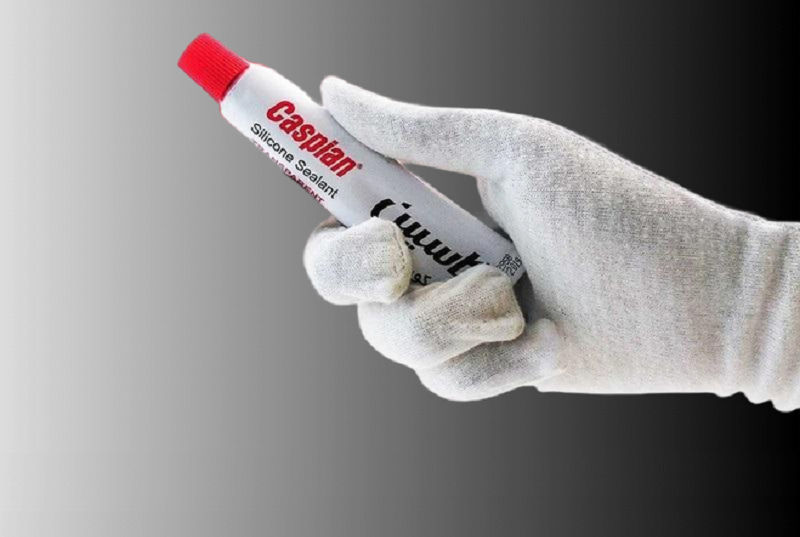 چسب سیلیکون سفید کاسپین؛ رنگ پذیر سیلندری (250 350 500) گرمی بسته (12 24) عددی