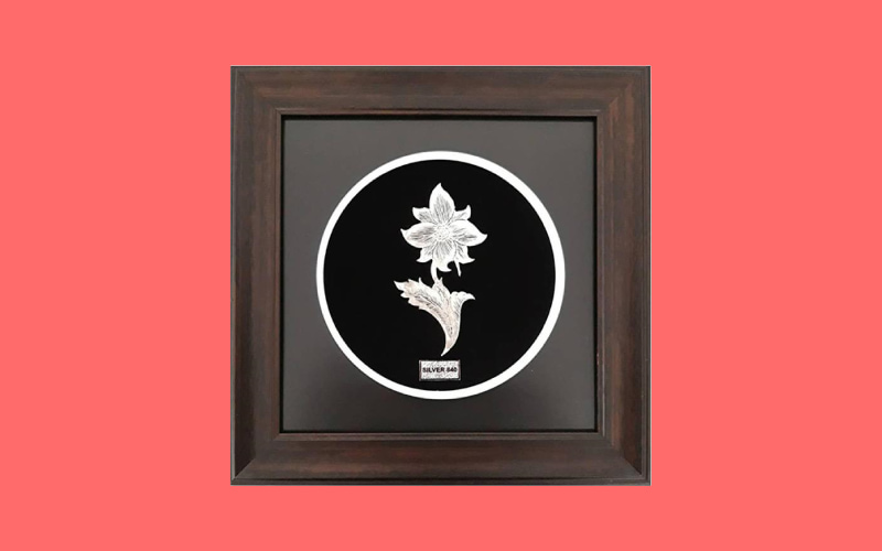 تابلو گل نقره یزد؛ شمش نقره برجسته دیوار خانه محل کار 50*70