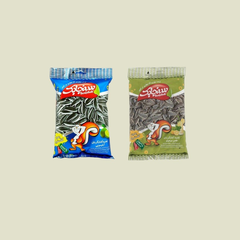 تخمه آفتابگردان آبلیمویی سنجابک؛ شمیری دور سفید 2 طعم (ترش ملس)