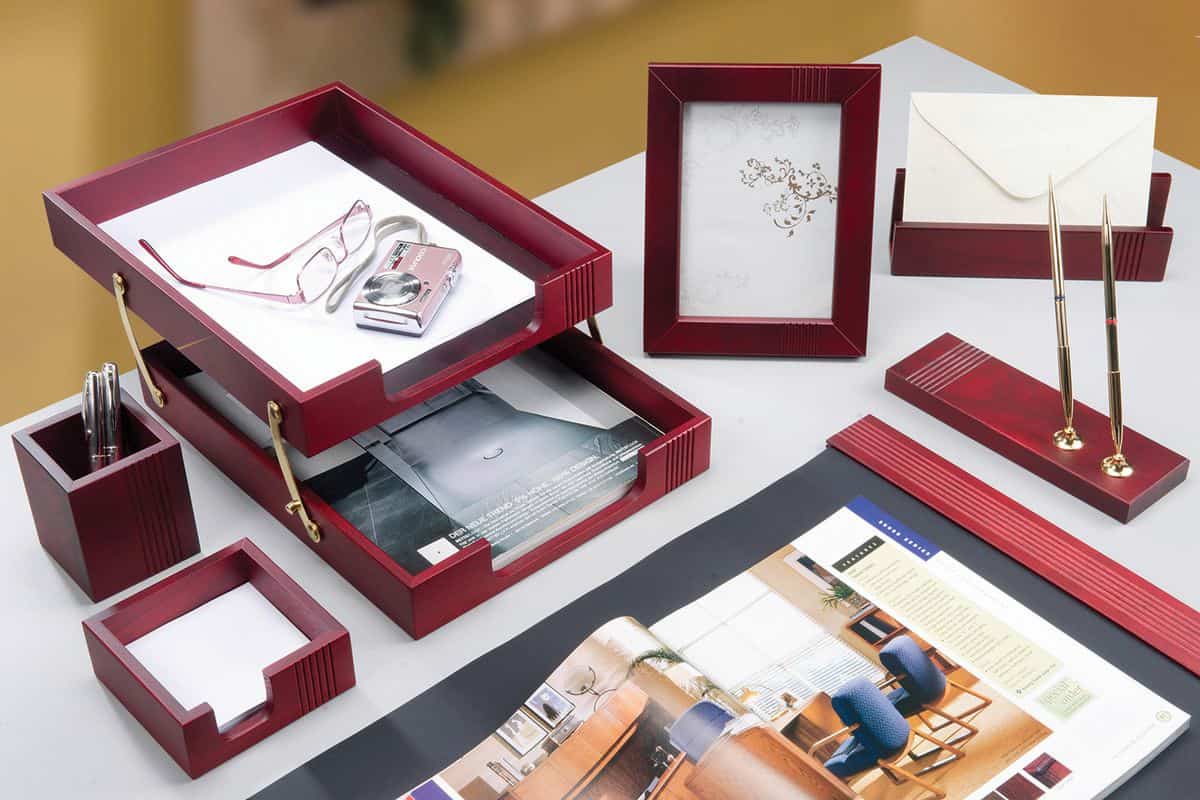 ست رو میزی مدیریتی؛ چرم چوبی (جای خودکار دفترچه تقویم)