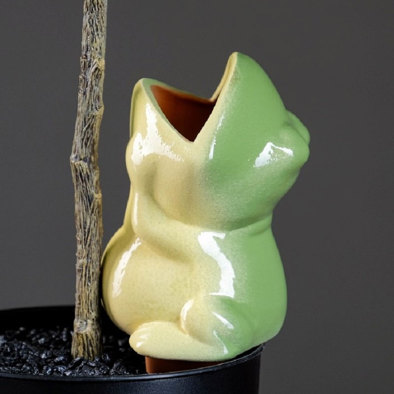 آبخوان سرامیکی گلدانی؛ استوانه ای درپوش سه راهی (7 25) سانتی متر