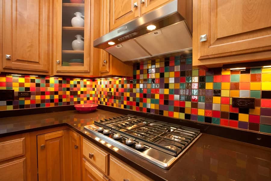 کاشی بین کابینتی رنگی (دیوارپوش) استحکام بالا 2 رنگ طلائی نقره ای