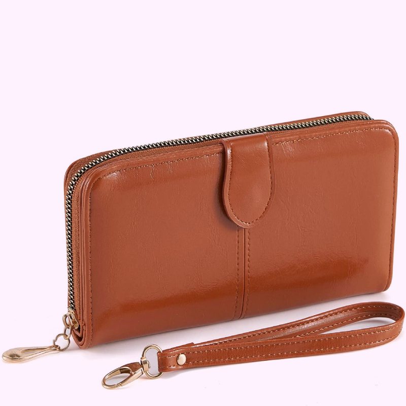 کیف چرم پول؛ قهوه ای مشکی بادوام شیک ابعاد (9*19) سانتی متر