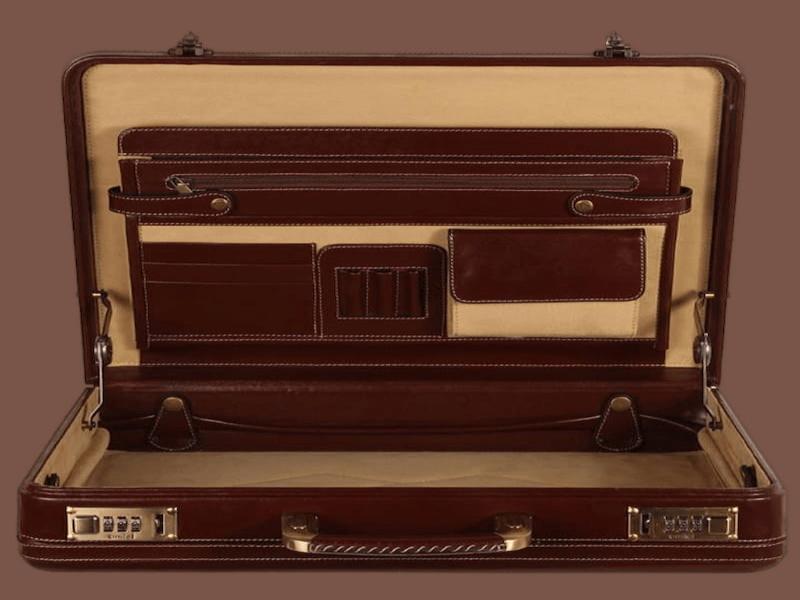 کیف سامسونت چرم طبیعی؛ قفل دار آستر دوزی داخلی مقاومت بالا Samsunt