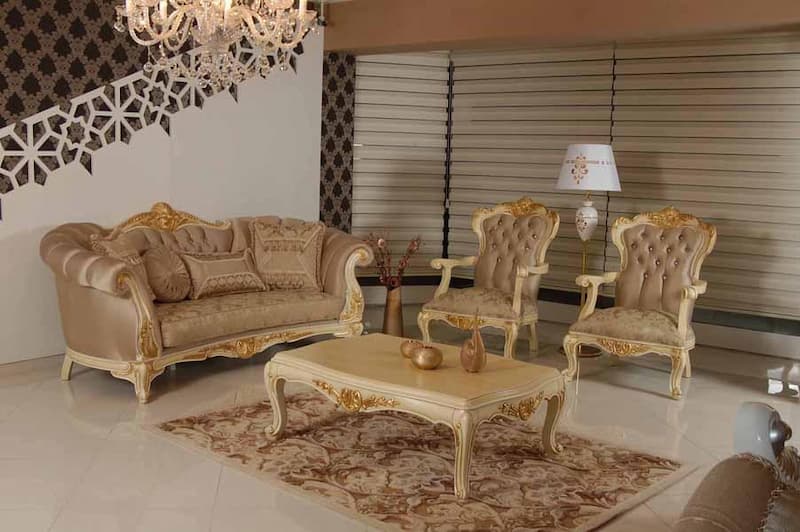 مبل افسون 7 نفره؛ چوب راش گردو لکه پذیری پایین Sofa