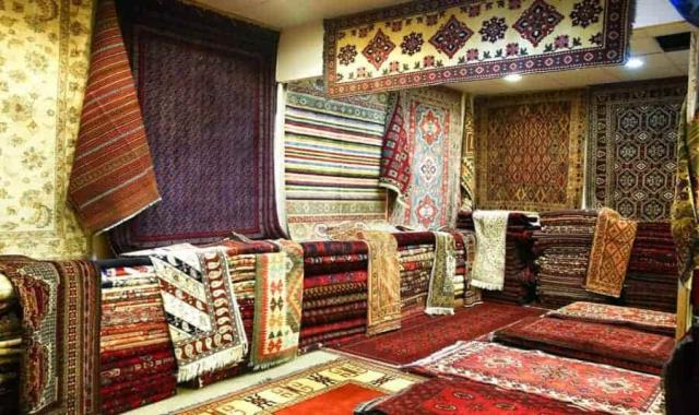 زیلو لاهیجان؛ نخ پنبه رنگ (نفتال جوهری سفیدآبی) مساجد Lahijan