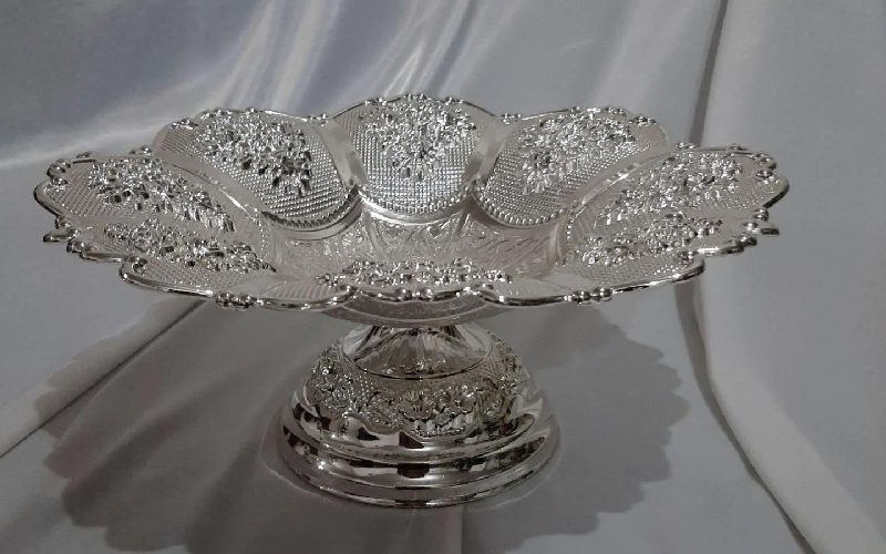 ظروف مسی سفید؛ قندان بشقاب قابلمه کاسه 2کاربرد (منازل رستوران)