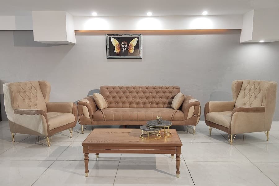 مبل راحتی ملایر؛ بدنه چوبی فلزی مسکو مازراتی سرویس (7 9) نفره