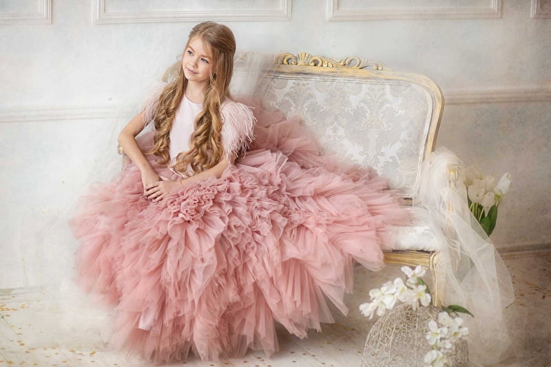 لباس پرنسسی بچه گانه؛ الیاف طبیعی پنبه ای 2 جنس تور گیپور