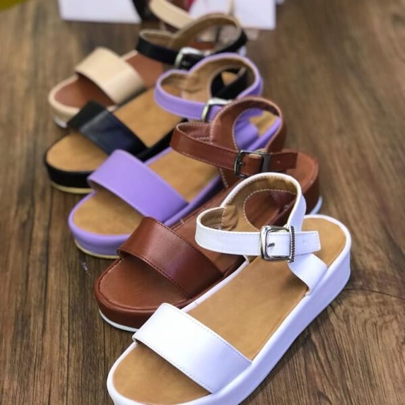 صندل تابستانی؛ چرم مصنوعی طبی بند نرم 2 مدل زنانه مردانه