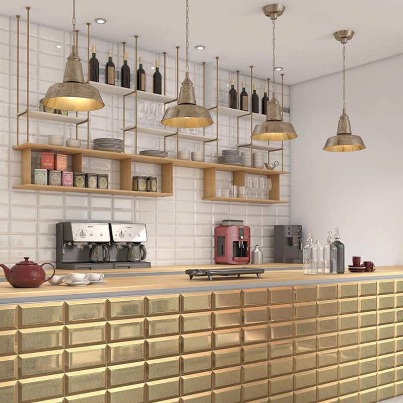 کاشی طلایی لاکچری؛ لعاب دار براق 3 کاربرد سقف دیوار کفپوش