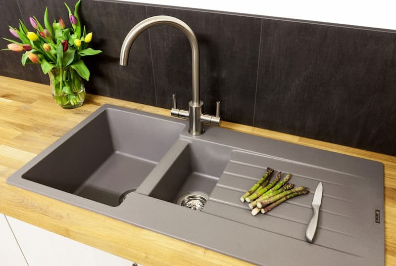 سینک گرانیتی بزرگ؛ لوکس ضد لک استحکام بالا 2 رنگ سفید مشکی