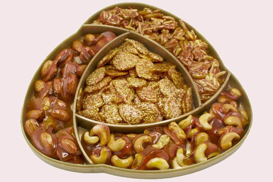 سوهان عسلی چهار مغز؛ بادام کنجد تخمه پسته کاهش وزن 500 گرم