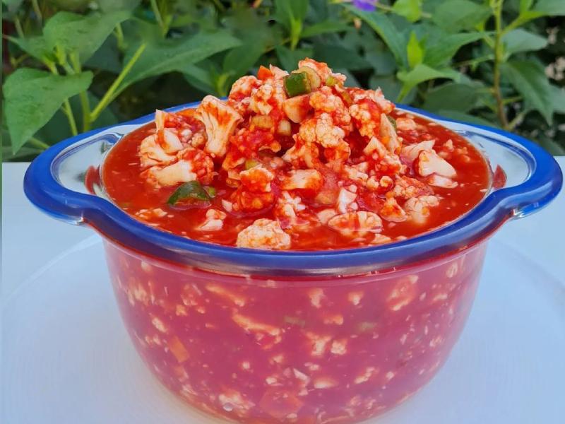 ترشی گل کلم سفید با گوجه؛ خانگی صنعتی حاوی منگنز مس کلسیم (500 900) گرم