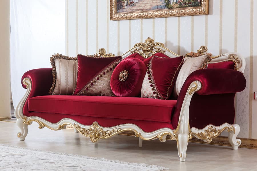 مبل ابزاری فرانسوی؛ سلطنتی راحتی سفید طلایی (7 9) نفره France