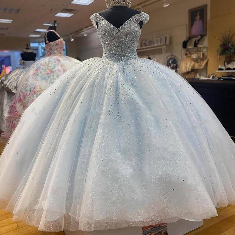 لباس نامزدی پرنسسی؛ دنباله دار کوتاه چین دار 2 رنگ سفید کاراملی