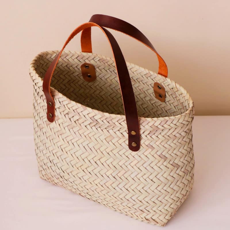 کیف حصیری زنانه؛  الیاف طبیعی حصیر پارچه کتان چرم